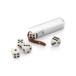 Sky 5 Dice Set, Leather & StainleSS Steel