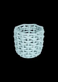 Sky Blue Basketweave Planter