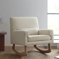 Sleepytime Rocker in Ivory Boucle with Light Legs