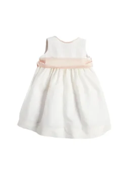 Sleeveless Flower Girl Dress in Ivory with Pink Silk Sash