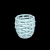 Small Sky Blue Basketweave Planter