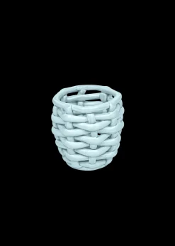 Small Sky Blue Basketweave Planter