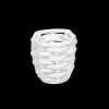 Small White Basketweave Planter