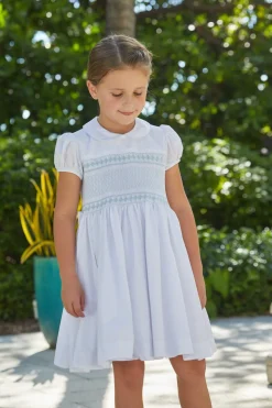 Smocked Emery Dress in Light Blue