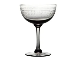 Smoky Champagne Saucers With Ovals Design, Set of 4