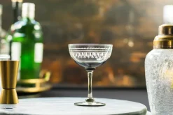 Smoky Champagne Saucers With Ovals Design, Set of 4