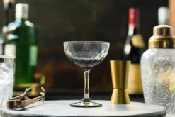 Smoky Champagne Saucers With Lens Design, Set of 4