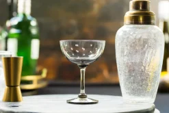 Smoky Champagne Saucers With Stars Design, Set of 4