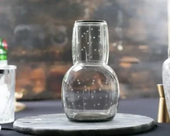 Smoky Crystal Carafe Set With Stars Design