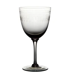 Smoky Wine Glasses With Ovals Design, Set of 4
