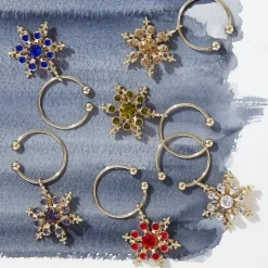 Snowflake Wine Charms in Jewel Tones