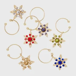 Snowflake Wine Charms in Jewel Tones