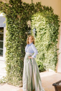 Socialite Skirt in Green Stripe