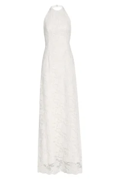 Sophia White Lace Halter Gown