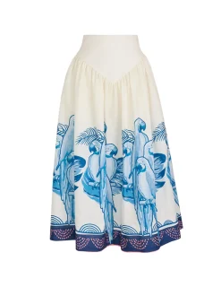 Sotavento Midi Skirt in Blue Macaw Print