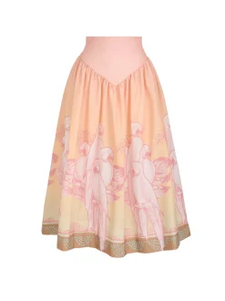 Sotavento Midi Skirt in Coral Macaw Print