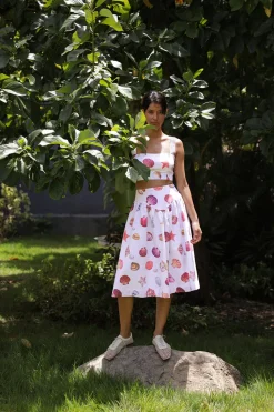 Sotavento Midi Skirt in Conchitas White Print