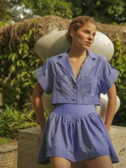 Sotavento Mini Skirt in Blue Stripes