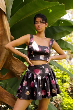 Sotavento Mini Skirt in Conchitas Black Print