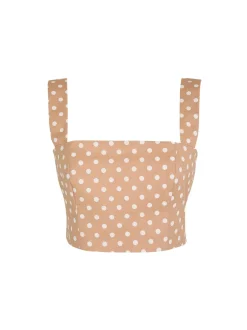 Sotavento Top in Khaki Polka Dots