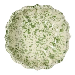 Speckled Serving Bowl, Green and White