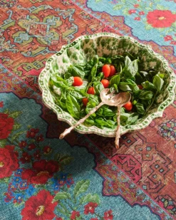 Speckled Serving Bowl, Green and White