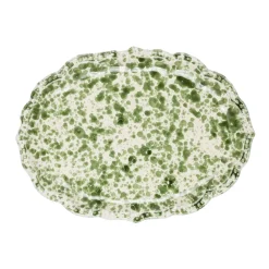 Speckled Serving Plate in Green and White