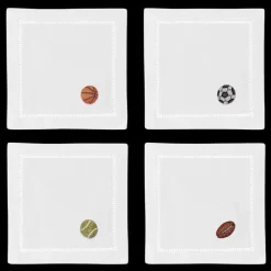 Sport Cocktail Napkins, Mixed Set of 4