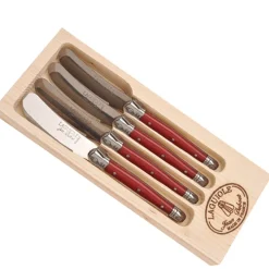 Spreaders in Red in a Wooden Box, Set of 4