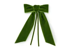 Spring Green Velvet Napkin Bows, Set of 4