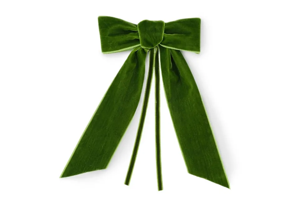 Spring Green Velvet Napkin Bows, Set of 4