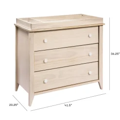 Sprout 3-Drawer Changer Dresser with Removable Changing Tray in Washed Natural & White