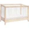 Sprout 4-in-1 Convertible Crib with Toddler Bed Conversion Kit in Washed Natural & White