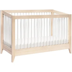Sprout 4-in-1 Convertible Crib with Toddler Bed Conversion Kit in Washed Natural & White