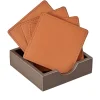 Square Coaster Set in British Tan