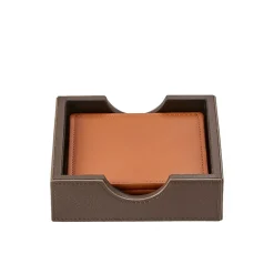 Square Coaster Set in British Tan