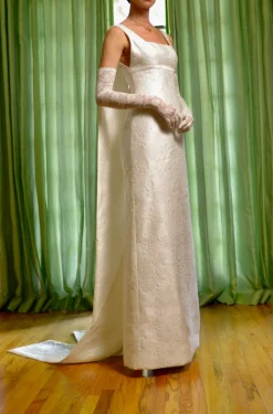 Square Neck Panel Back Wedding Gown