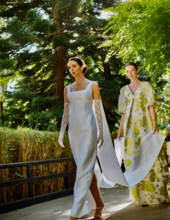 Square Neck Panel Back Wedding Gown