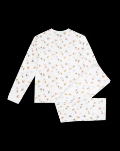 Squirrel Print Henley Pajamas in White