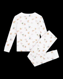 Squirrel Print Henley Pajamas in White