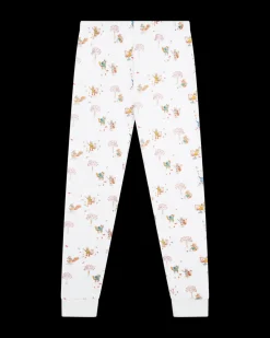 Squirrel Print Henley Pajamas in White