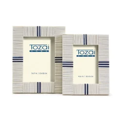 Stacks Photo Frame with Lapis Colored Inlay, Set of 2