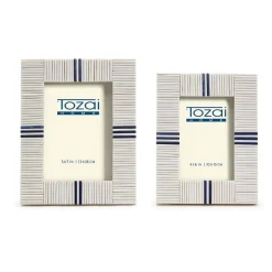 Stacks Photo Frame with Lapis Colored Inlay, Set of 2