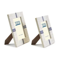 Stacks Photo Frame with Lapis Colored Inlay, Set of 2