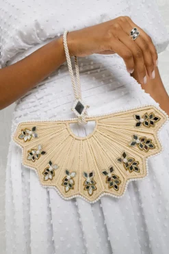 Star Shaped Iraca Jaipur Mirror Fan