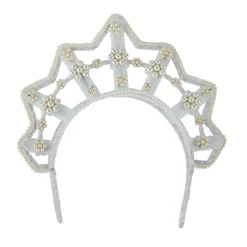 Star Shaped Pearl Headpiece in White Velvet