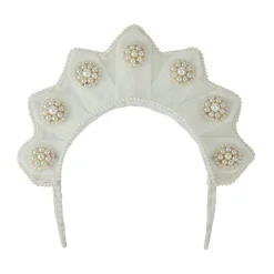 Star Shaped Pearl Headpiece in Ivory Velvet