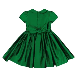 Stella Green Silk Short Sleeve Smocked Dress