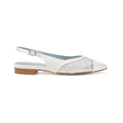 Stella Slingback Flat in White Satin