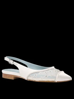 Stella Slingback Flat in White Satin